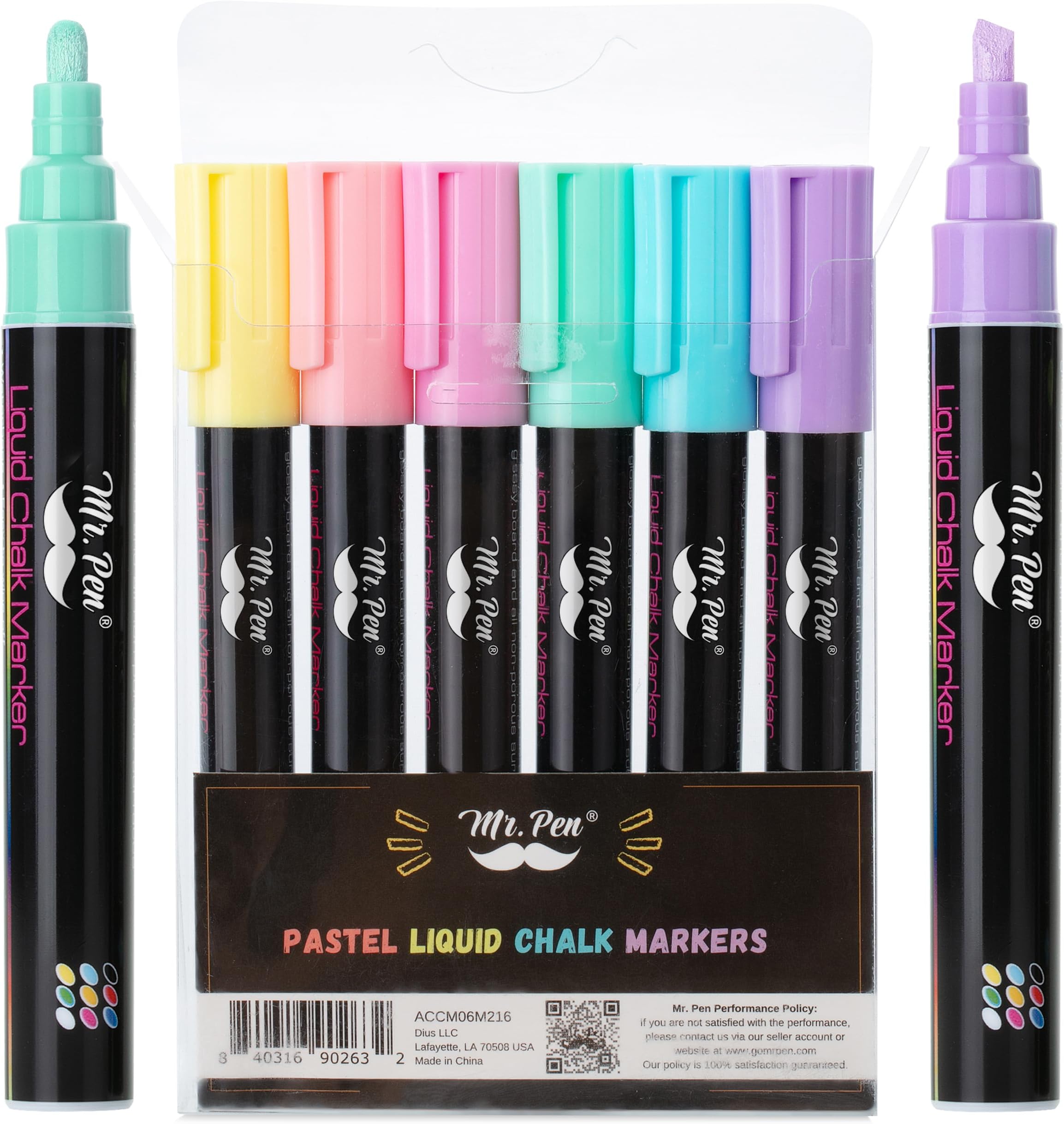 Mr. Pen- Chalk Markers, 6 Pack, Assorted Colors, 8 Labels, Chalkboard & Glass Markers, Liquid Chalk Pens, Erasable