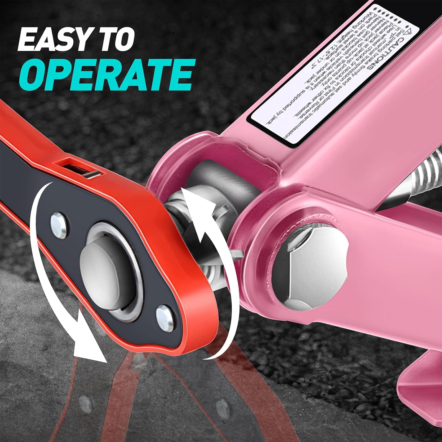 DNA Motoring Scissor Jack for Car - 2 Ton (4,409 lbs) Car Jack Kit with Labor-Saving Ratchet Wrench for Cars, SUV, Sedans, 3.85'' - 17.4'' Lifting Range, Pink, TOOLS-00283-PK