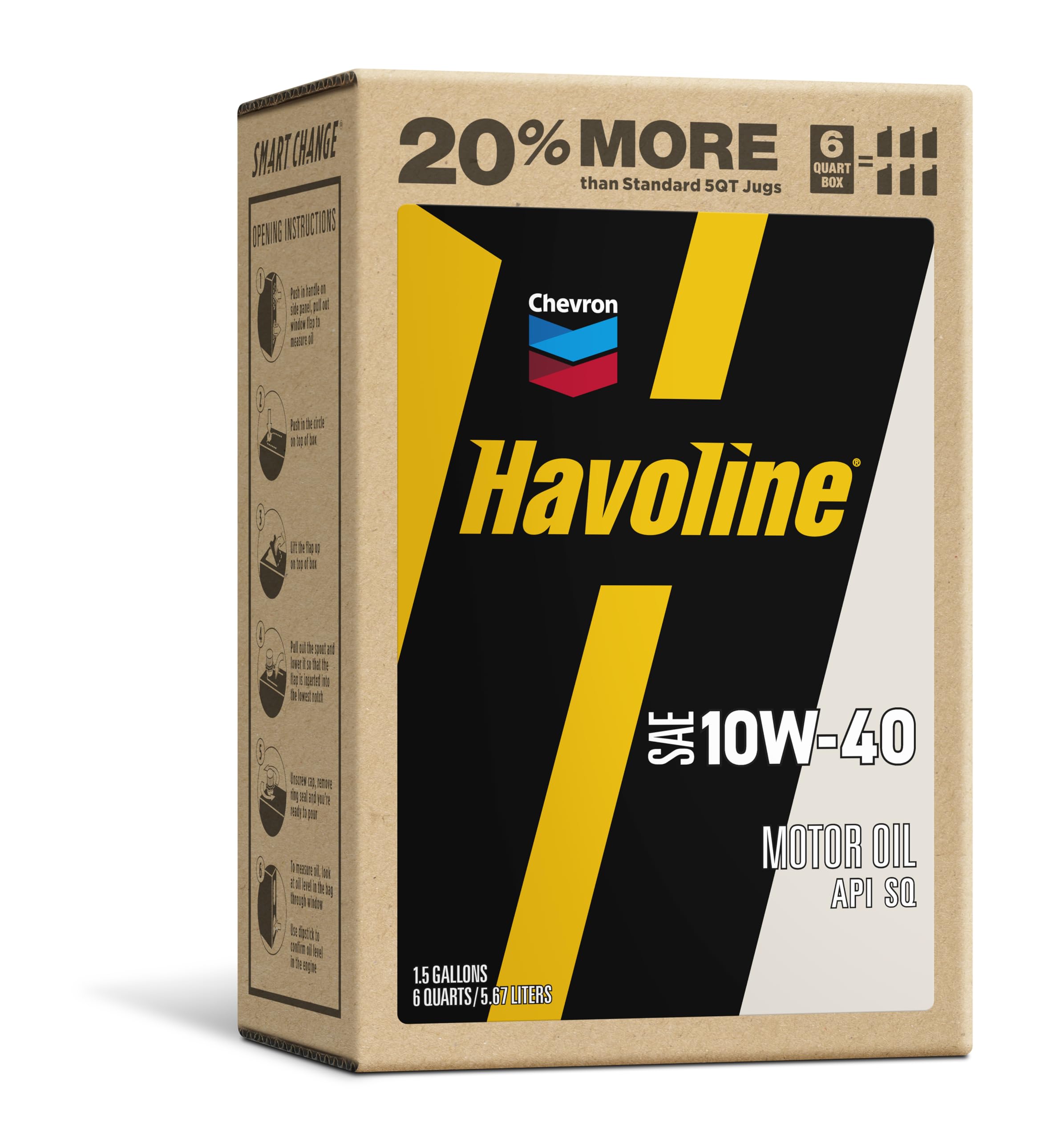 Havoline Motor Oil 10w40 Smart Change Engine Oil, 10W-40, 6 Quarts, Pack of 1