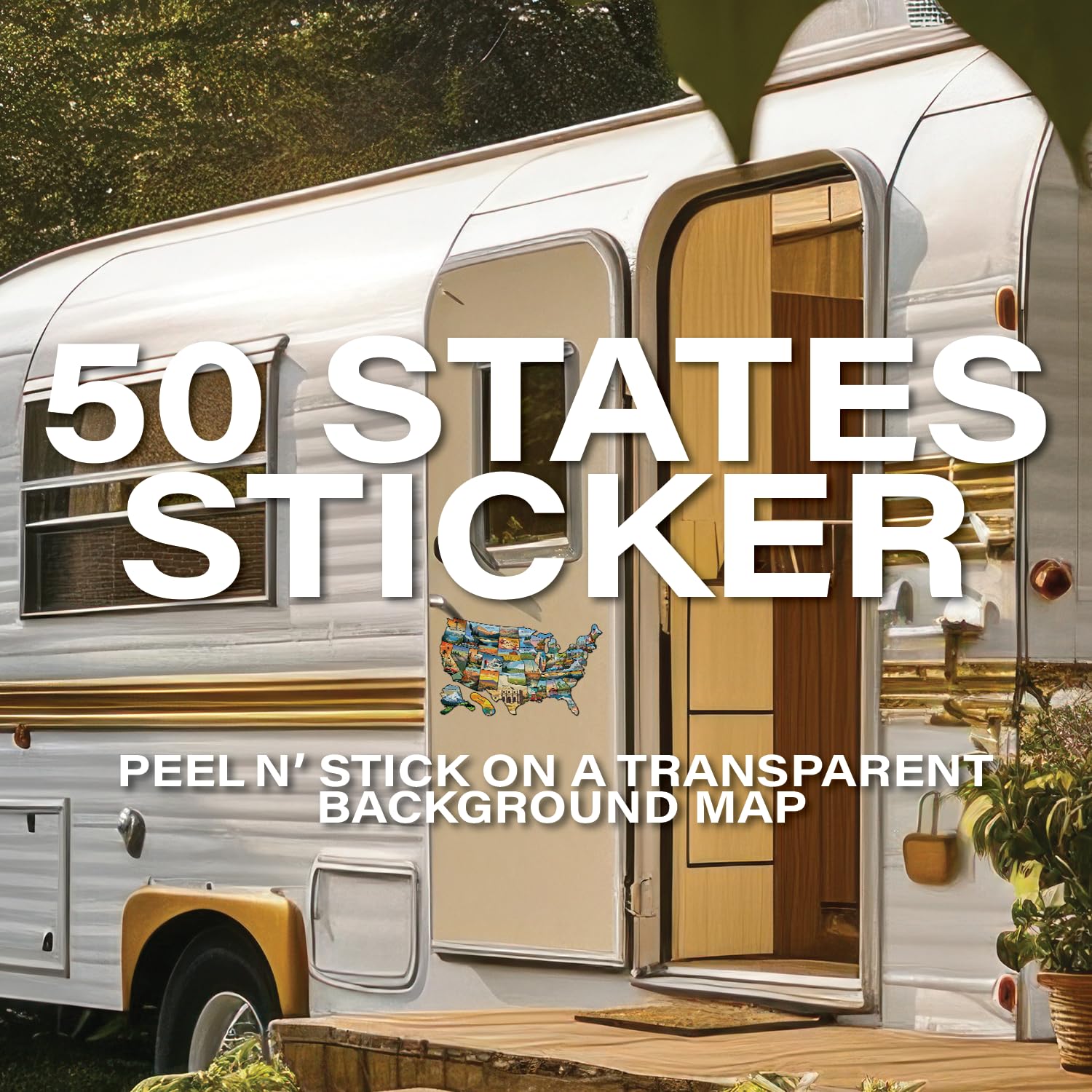Naklejka winylowa z mapą stanów USA, do kampera, przyczepy, na szybę, flagi stanów, mapa Ameryki na wycieczki samochodowe, odporna na wodę i promieniowanie UV, na okna, drzwi lub ściany (krajobraz)