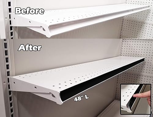 Miniatura 2 de Tiras de inserción de vinilo precortadas para estantería decorativa de góndola, estante de 48 x 1.25 pulgadas, canal C, negro, paquete de 20