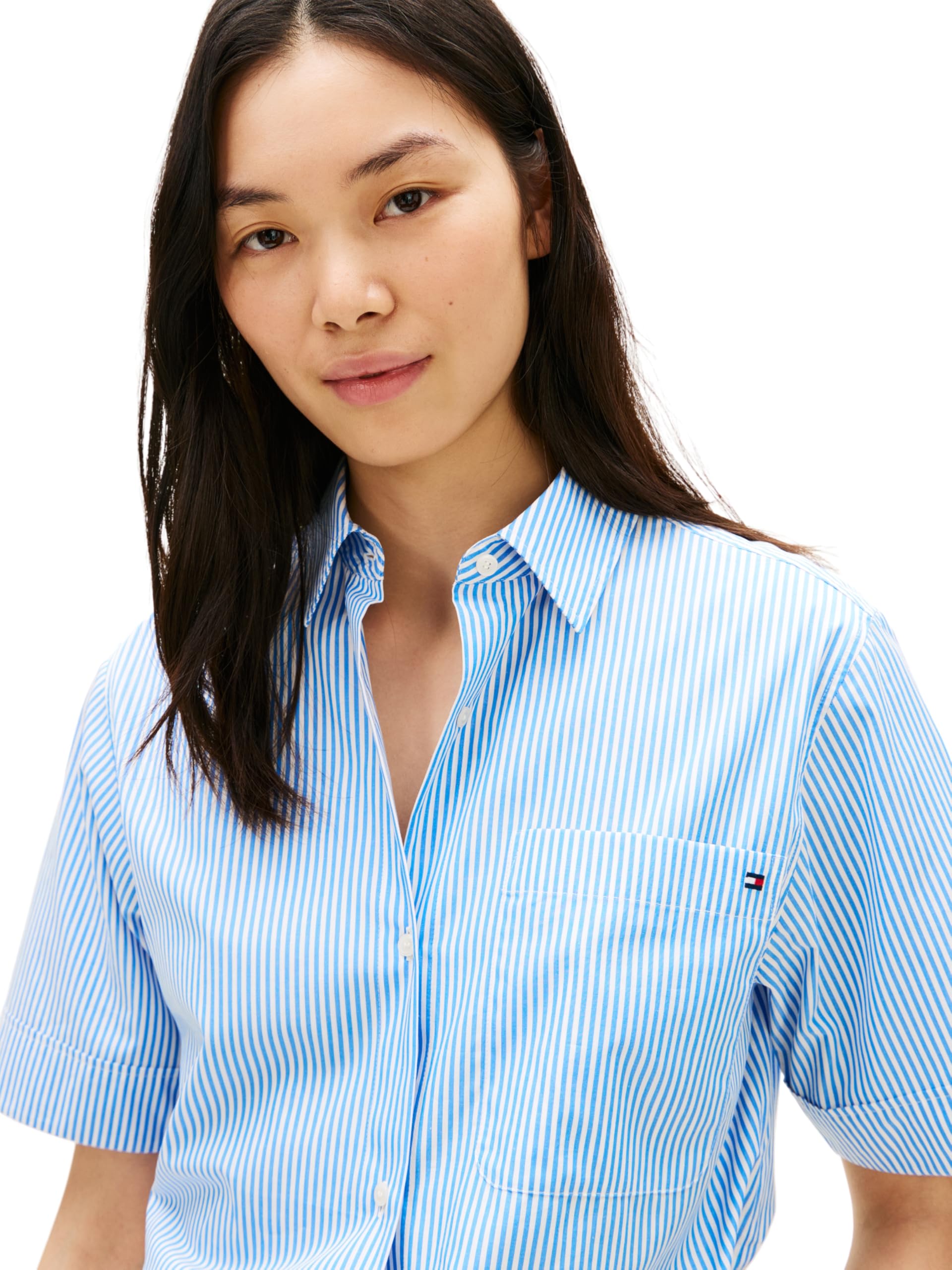 Tommy Hilfiger Damen ESS Poplin Ss Shirts Ww0ww48899 S/S Shirt (1er Pack)