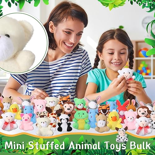 Miniatura 7 de Sasylvia 300 piezas de mini juguetes de peluche a granel llavero decoración de 2.4 pulgadas pequeños juguetes de animales pequeños juguetes de