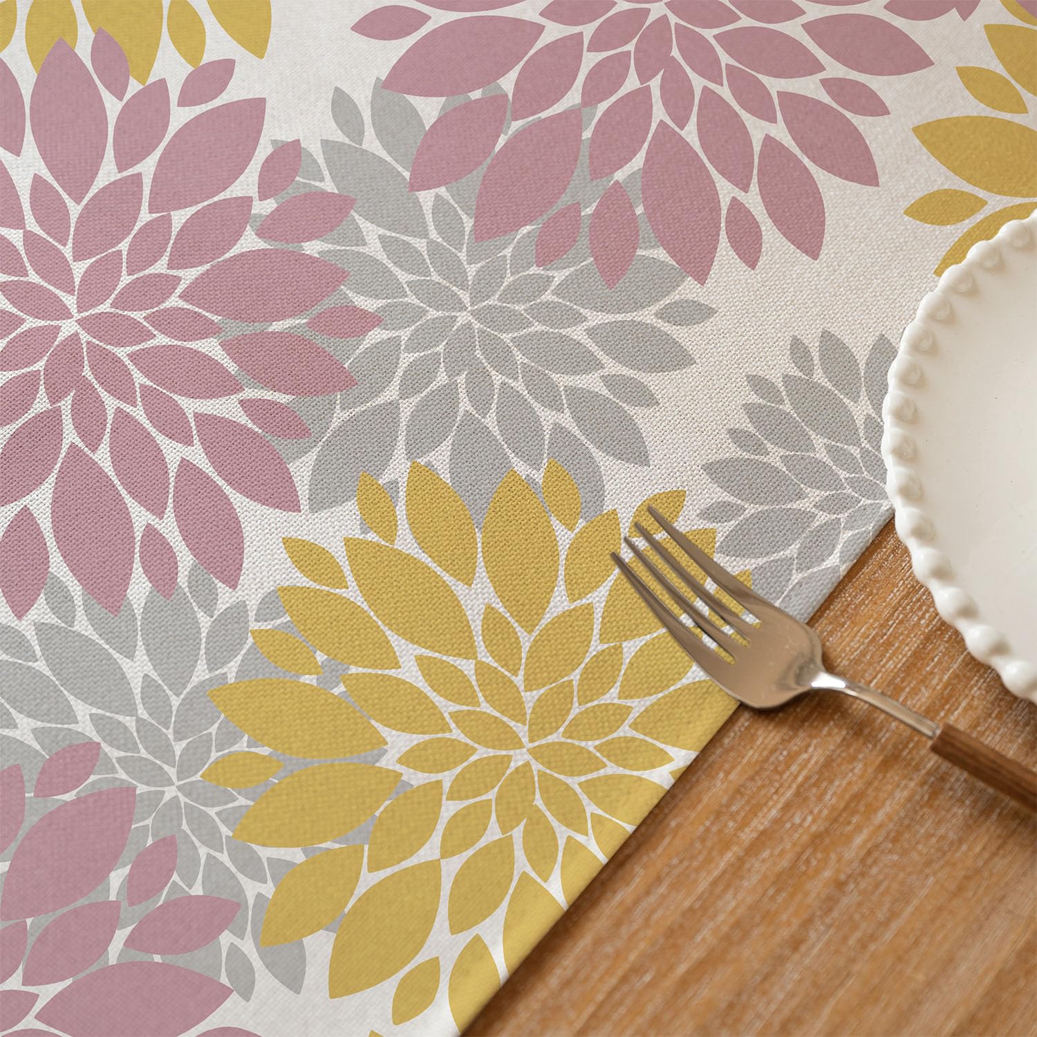 Chemin De Table Printemps Chemin De Table Printanier Dahlia - Rose Moutarde - 40x140 Cm - Polyester Lavable - Déco Moderne Accessoire Déco Saisonnier