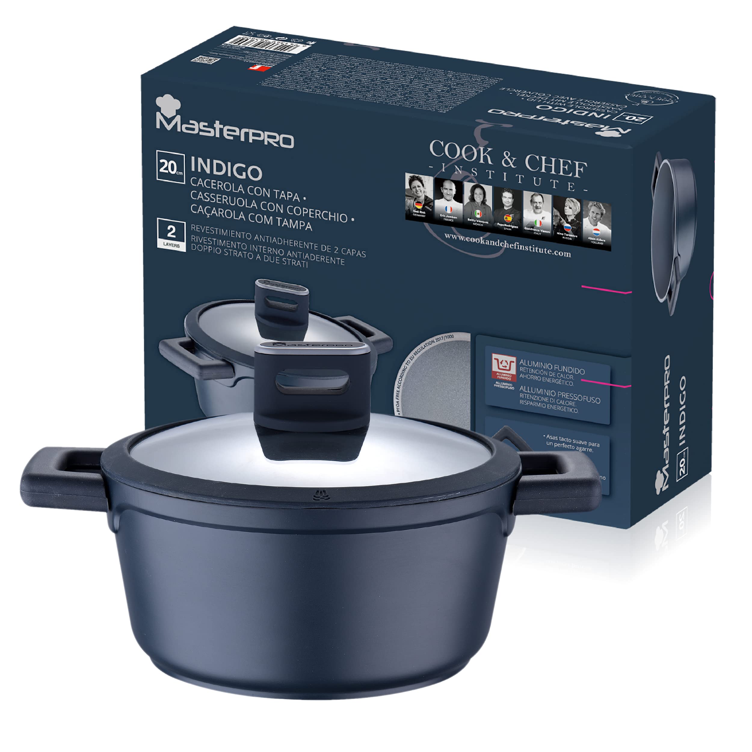 Amazon.de: MasterPRO Indigo | Topf mit Deckel 20 cm x 10 cm 