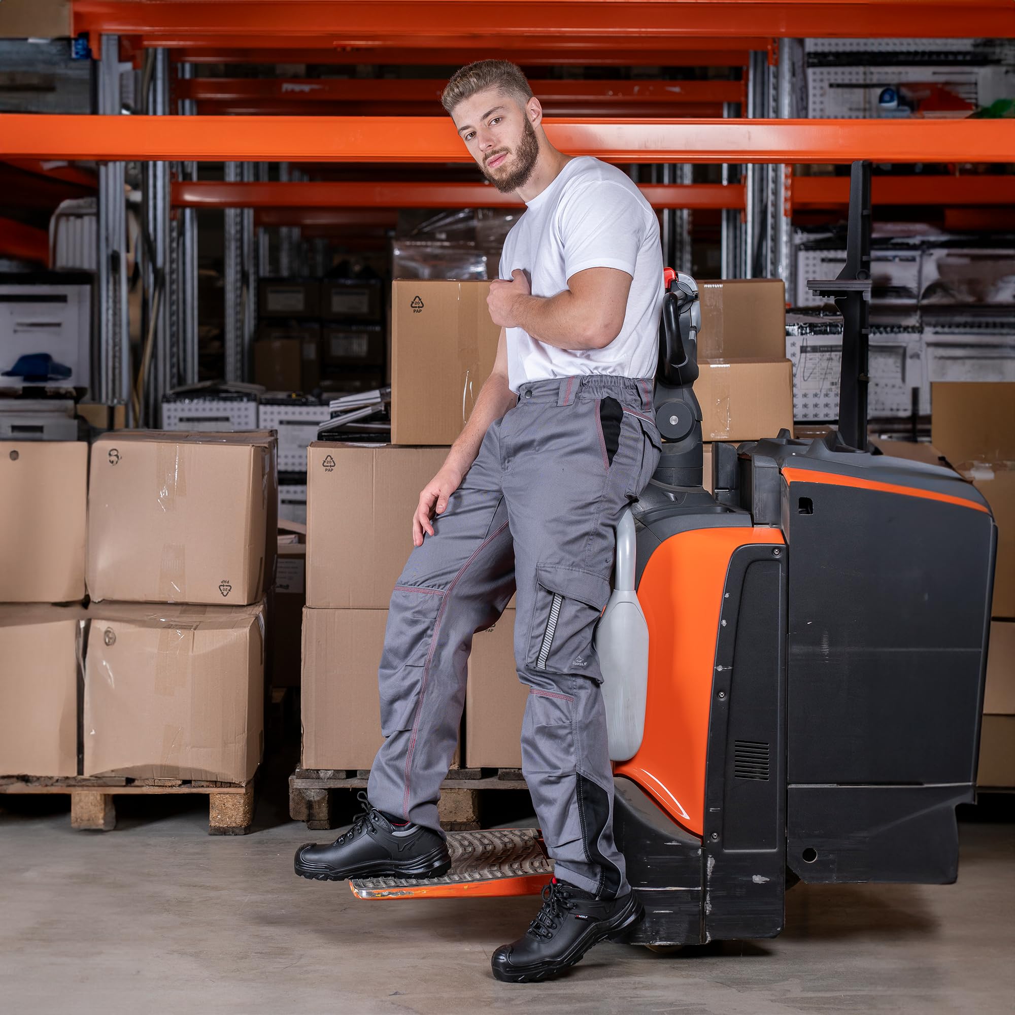 BWOLF Raptor 100% Coton Pantalon de Travail Coton pour Homme Pantalon de Travail Homme avec Poches multifonctionnelles, Poches genouillères, Bandes réfléchissantes