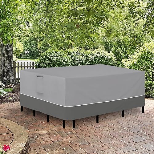 Miniatura 7 de Easy-Going Juego de fundas rectangulares para muebles de patio de 110 x 84 pulgadas, fundas para mesa y silla, impermeables, resistentes a los rayos