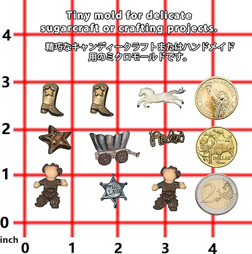 Miniatura 4 de FUNSHOWCASE Mini molde de silicona para dulces con tema de vaquero del salvaje oeste, para decoración de pasteles, manualidades, arcilla polimérica,