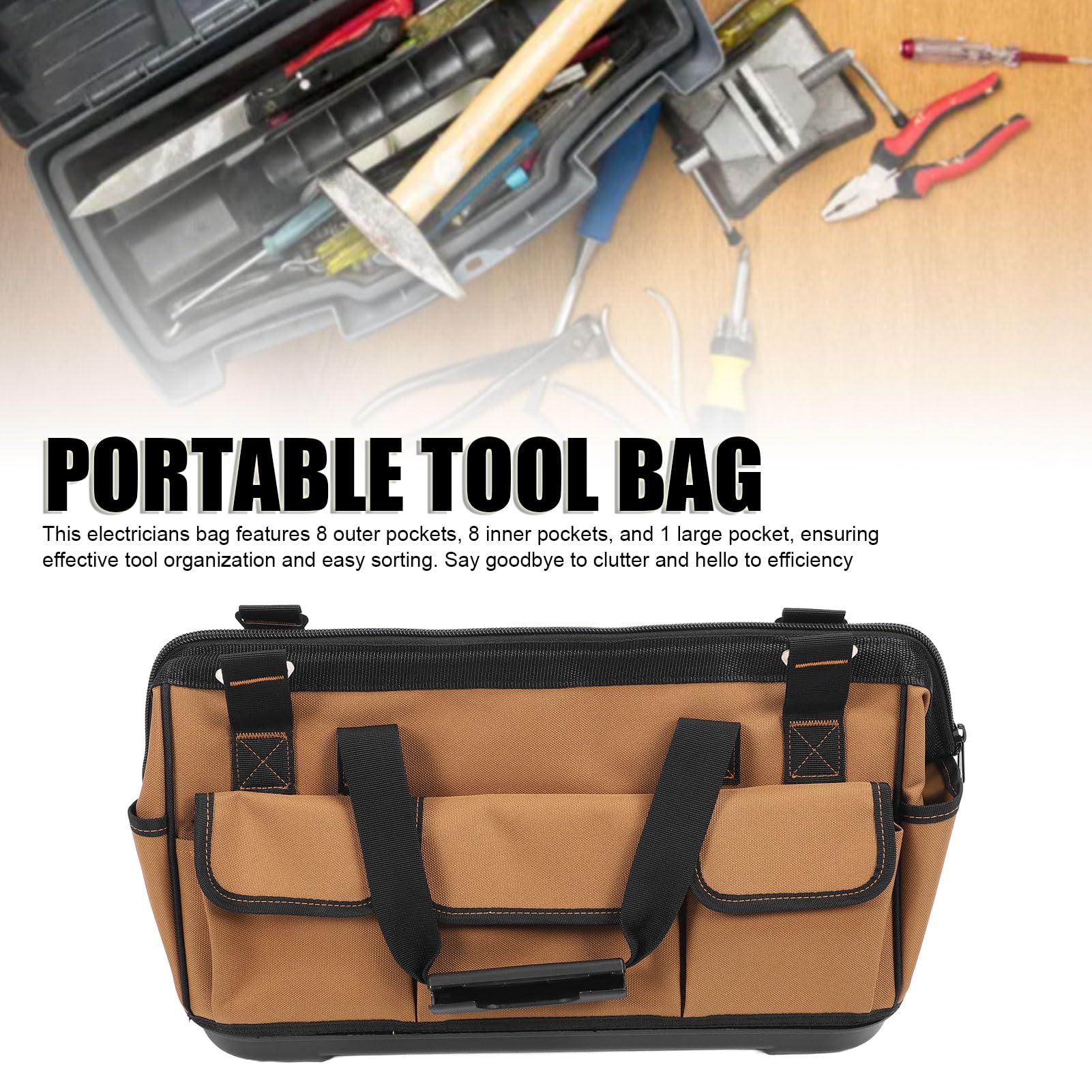 Ausla Borsa Portautensili da Elettricista, Organizer per la Conservazione degli Attrezzi in Tessuto Oxford con 17 Tasche e Base Stabile per Uomini Carpentieri e Saldatori (20 pollici)