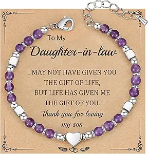 Christmas Gifts for Women, Stocking Stuffers for Teens Beaded Bracelets for Women Gifts for Mom Christmas Gift Mothers Day Gift for Grandma Daughter Bonus Mom Nature Stone Bead Bracelet Graduation Jewelry for Her 2026