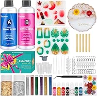 Teexpert Epoxy Resin Kit with Molds: Complete Jewelry Making Starter Set for Earrings, Keychains, Coasters - DIY Crafts for Beginners