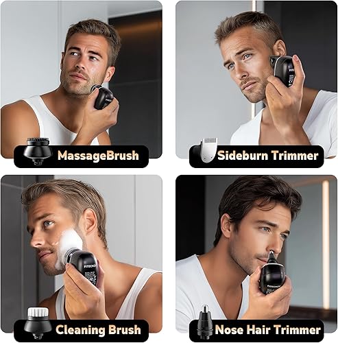 Miniatura 7 de Maquinilla de afeitar eléctrica para hombres, afeitadoras de cabeza para hombres calvos, maquinillas de afeitar eléctricas 5 en 1 con afeitadora de