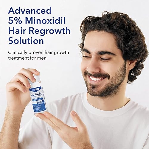 Miniatura 2 de Liquid Minoxidil Men 5% - Solución tópica avanzada extra fuerte para gotas de suero de crecimiento clínicamente probado para pérdida de cabello,