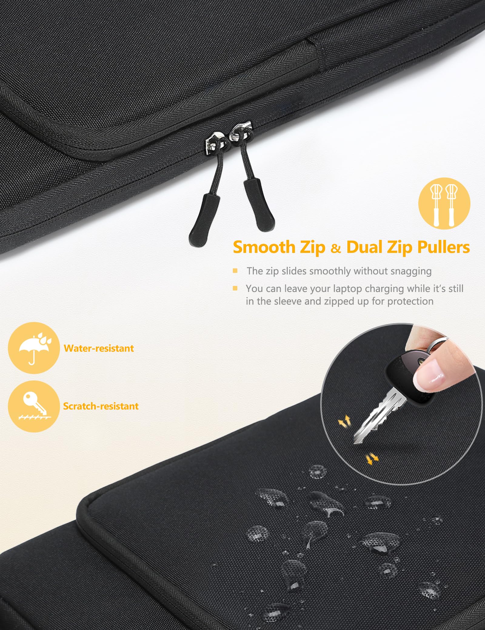 HYZUO 15-16 Pulgadas Funda para Portátil para MacBook Pro 16 M5 M4 M3 M2 M1 A3428 A3429 2026-2019, Surface Book 15", Bolsa para Portátil 15" 15,6" Dell HP Lenovo ThinkBook Asus Samsung, Negro