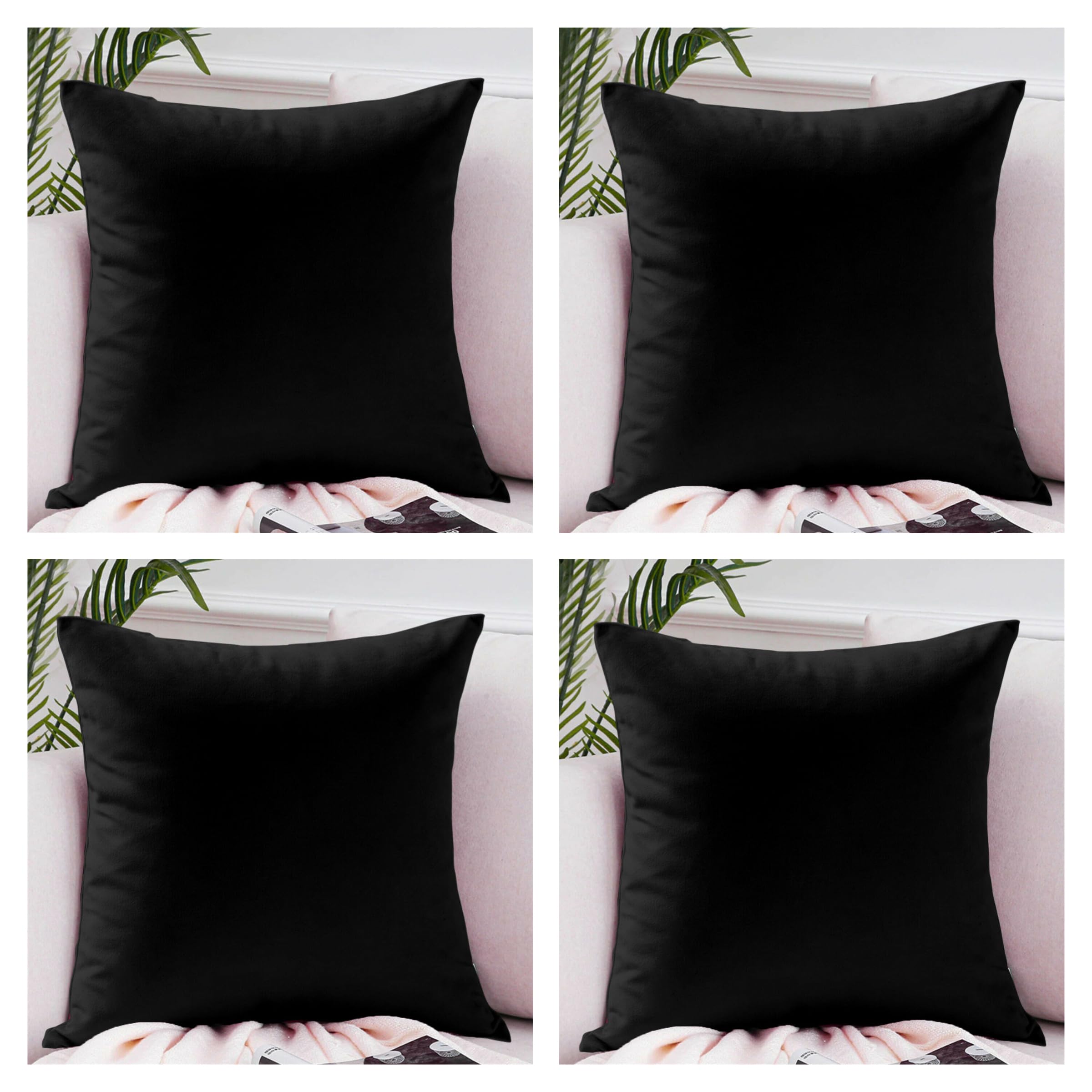 Seechoo Velvet Cushion Covers, Set of 4, 45x45cm, Extra Soft Plush, 17 Colours — image 1