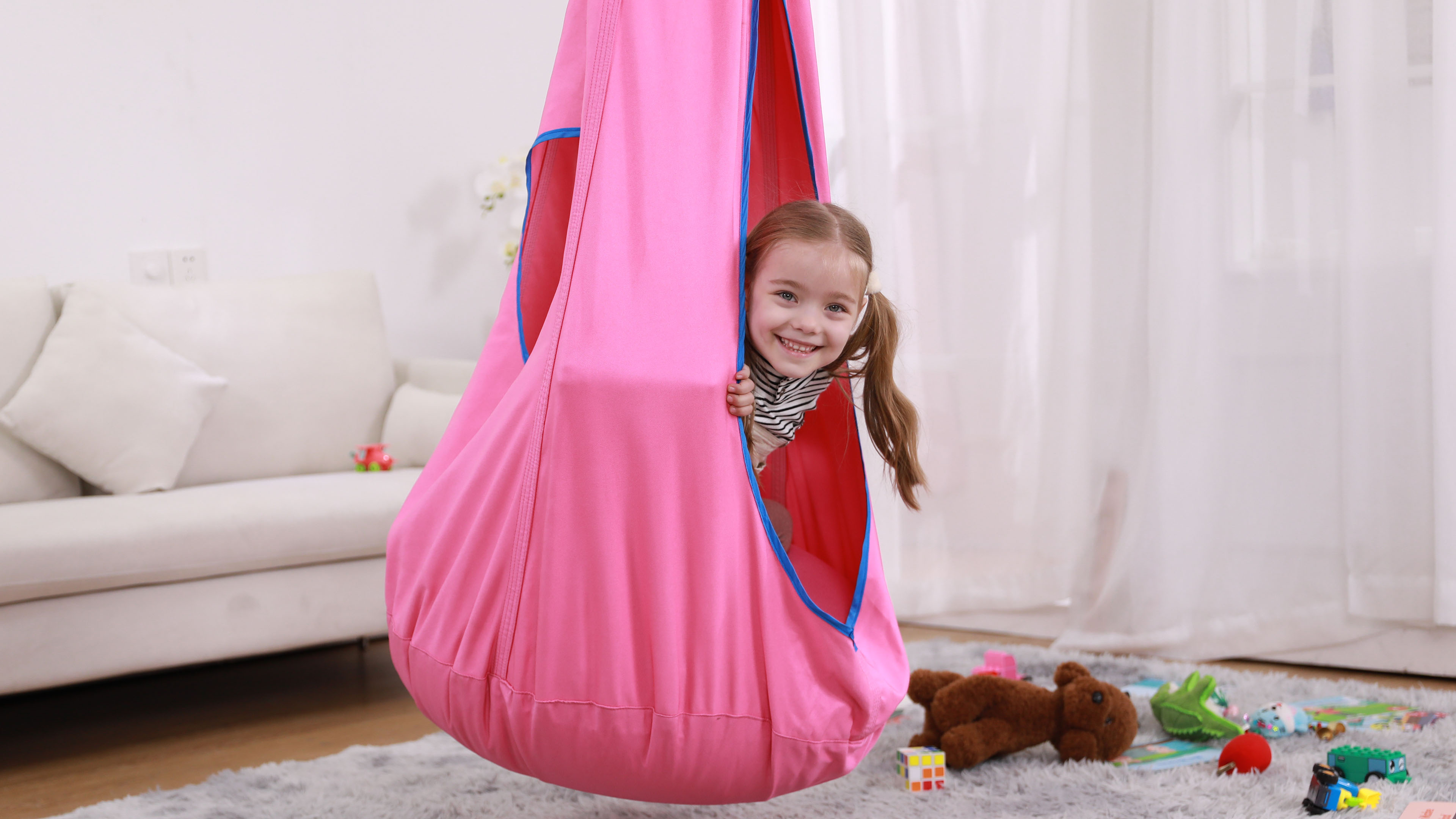 Indoor Hammock Pod Hanging Chair Kids Cozy Hanging Pod Light Up