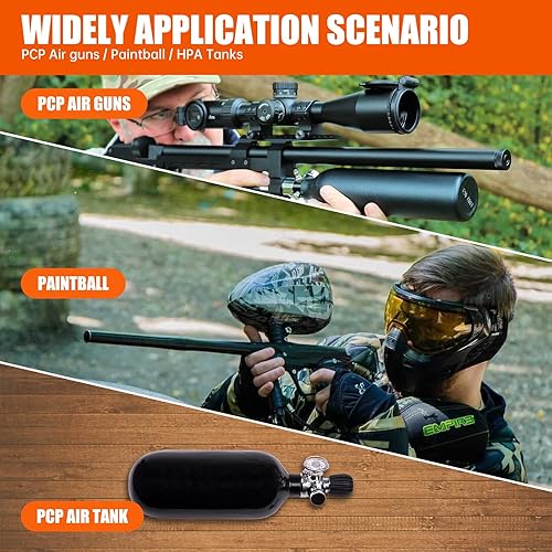 Miniatura 9 de TOAUTO Compresor de aire PCP A5 4500Psi 30Mpa, compresor de pistola de aire PCP de 12 V DC110 V CA con ventilador incorporado y aguaaceite y