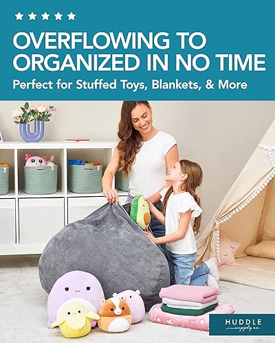 Miniatura 5 de HUDDLE - Puf de peluche de diseñador, lavable, funda XL - El puf original para almacenamiento de animales de peluche premium para niños  Cremallera