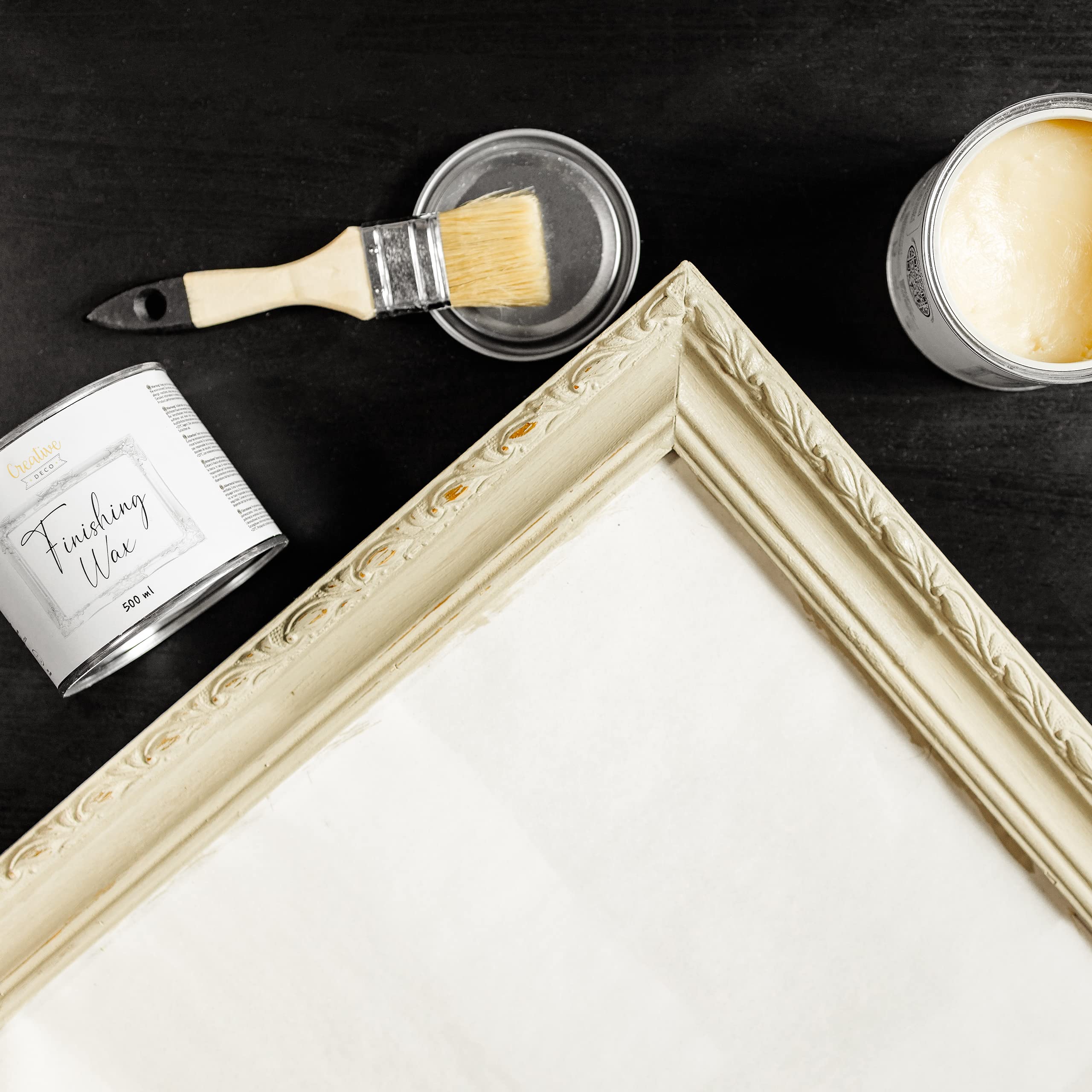 Creative Deco Cire de Finition Incolore | 500 ML | Vernis Transparent Clair | Léger Brillant | Protection des Meuble, Surface, Bois, Parquet | Rénovation et Restauration