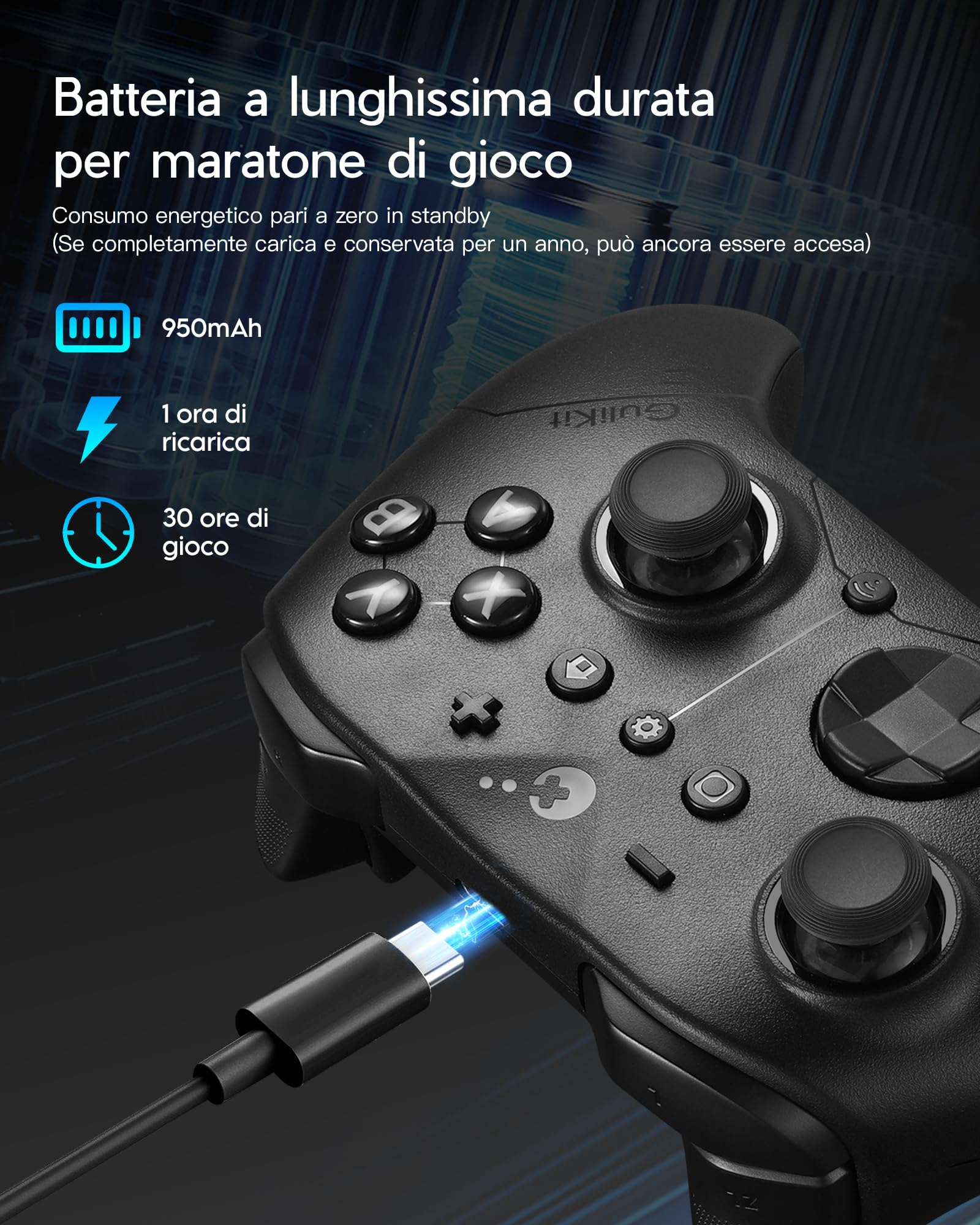 GuliKit ES PRO Controller Wireless per PC Switch 1/2 Android – Il Controller più Veloce con Latenza di 3,25 ms, Joystick TMR, 30 ore di Autonomia della Batteria e Funzione di Riattivazione