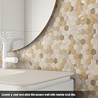 Vista 4 de BeNice Azulejo de cocina para salpicaduras de pelar y pegar, azulejos impermeables para salpicaduras de ducha, azulejos hexagonales, azulejos