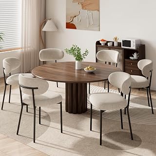 MALOL 6 x Esszimmerstühle – moderner Stoff, Gebogene Rückenlehne, gepolsterte Sitzfläche, stabile Metallbeine – Designstühle für Küche, Esszimmer, Wohnzimmer – Kamel, 6 Stück