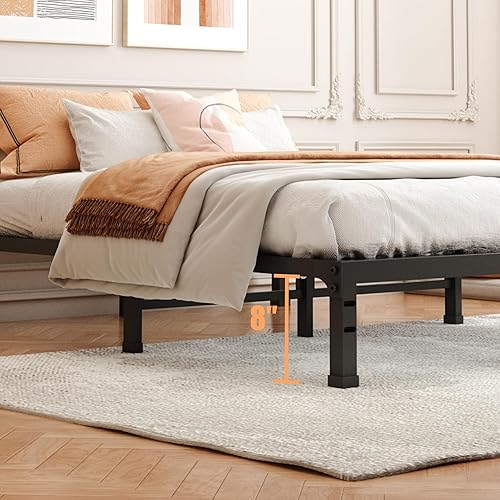 Miniatura 72 de FUIOBYVV Marco de cama King con plataforma de metal resistente de 14 pulgadas, soporte de cama tamaño King de hasta 3500 libras, no necesita somier,