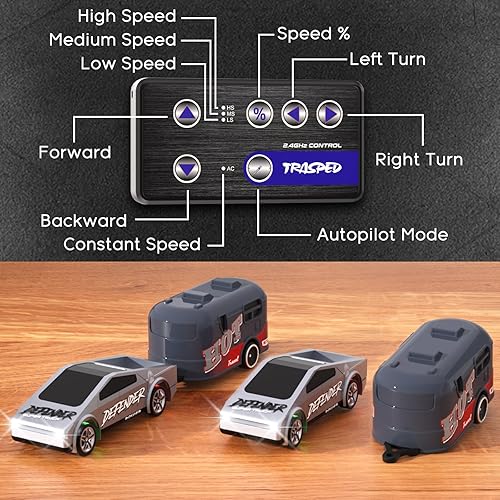 Miniatura 4 de 164 Mini RC Car Toys  Pequeño camión RC 2.4 GHZ modelo de coches de control remoto con kit de remolque, vehículos eléctricos ajustables de 3