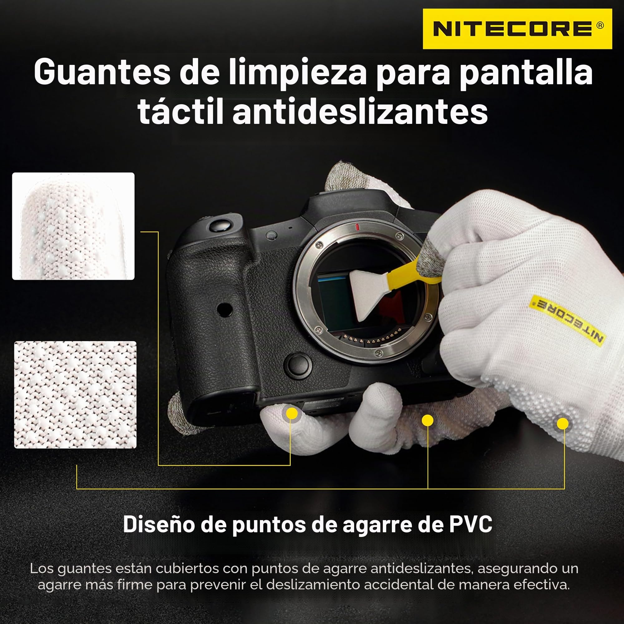 NITECORE BB21 Kit de limpieza de cámara de soplador de aire para fotografía electrónica con kit de limpieza multiusos NIA004, cepillo de limpieza de lentes, guantes antideslizantes de limpieza de