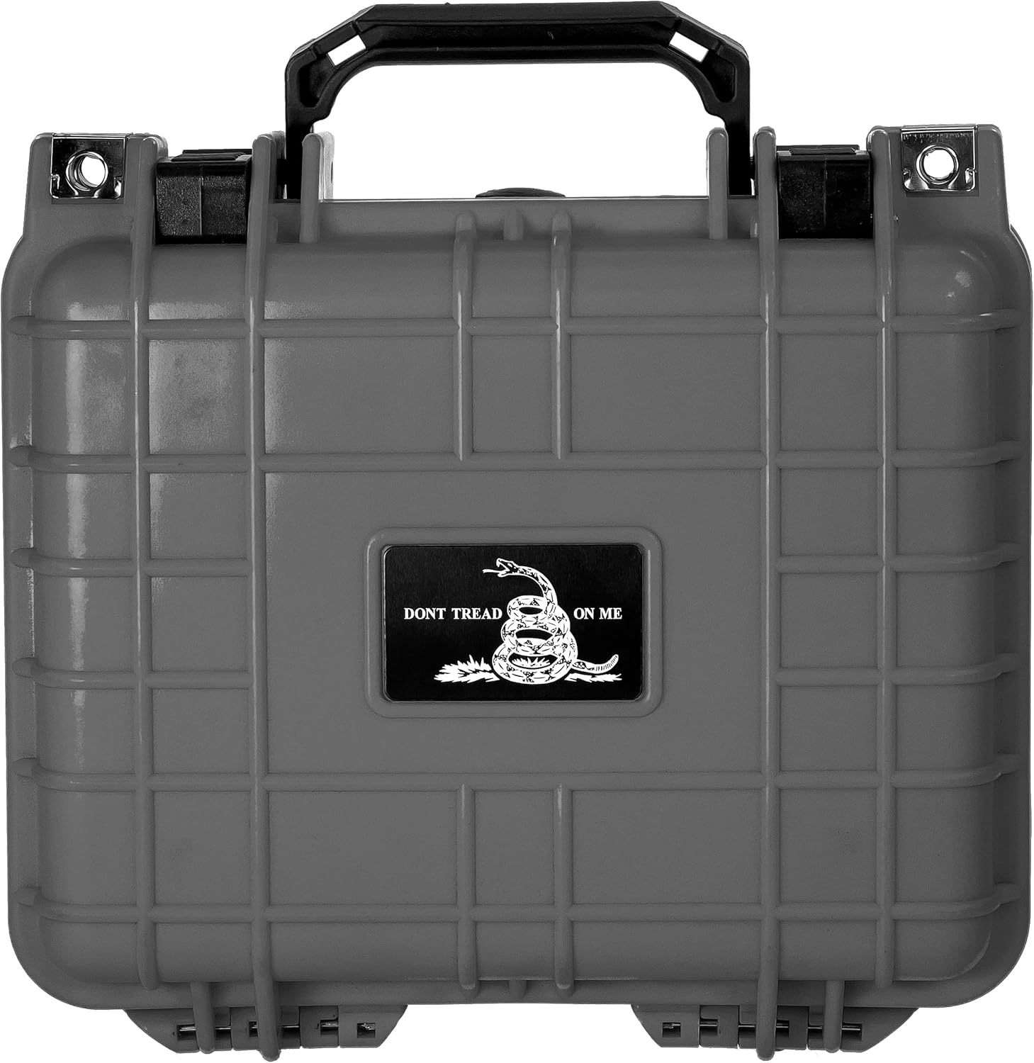 Eylar Don't Tread On Me 10.62" Small Deep Hard Gun Case, Waterproof, Dustproof, Shockproof with Foam - External: 10.62" x 9.68" x 6.87" Internal : 9.17" x 7" x 6.12" (Gray)