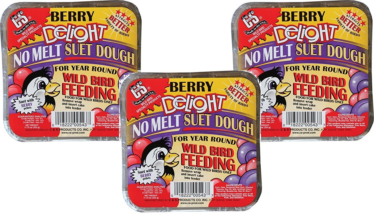 (3 Pack) C&S Berry Delight No-Melt Suet Dough 11.75oz each
