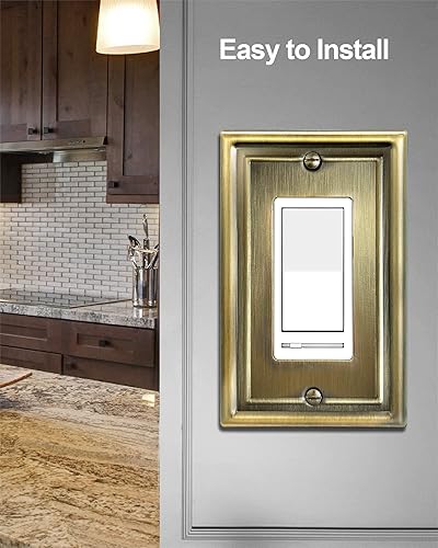 Miniatura 5 de Placa de pared decoradorbasculante para interruptor de atenuación, salida GFCI y receptacal, cubiertas de salida de metal, placa de interruptor,