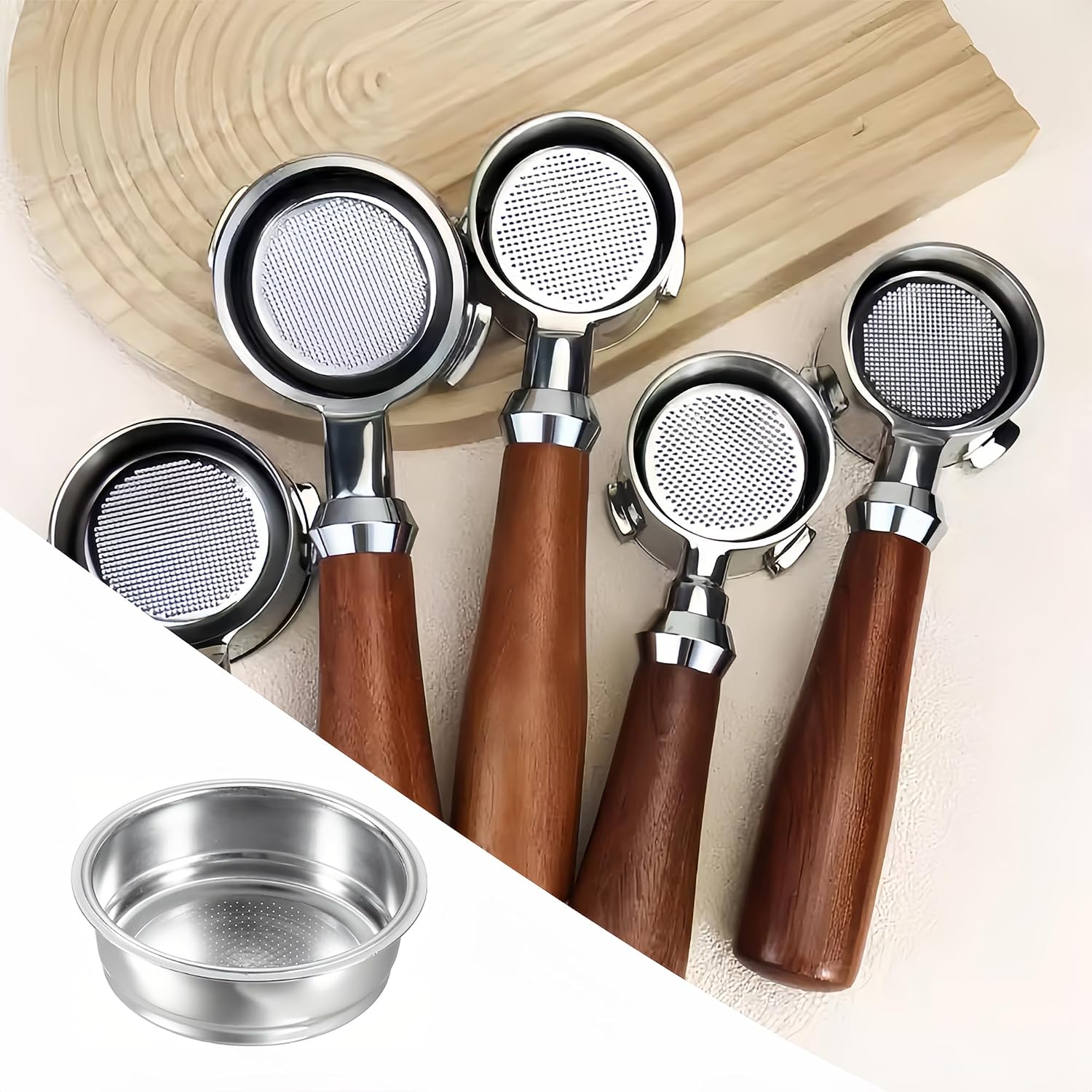 Joyzan Non Pressurized Filter Basket, 51mm Stainless Steel Coffee Powder Filter Cup Metal Reusable Detachable Porous Washable Bowl Container Strainer Portafilter Espresso Machine Kitchen Home Office
