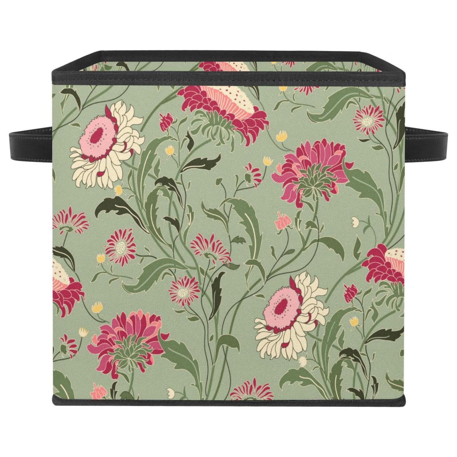 Boîte de rangement en tissu fleurs sauvages pour une chambre douce et ordonnée