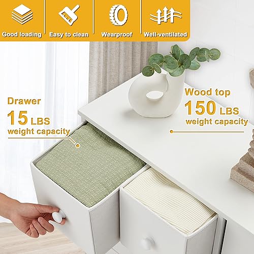 Miniatura 4 de Sapodilla Cómoda de 10 cajones para dormitorio, cómoda con marco de metal con gancho lateral superior de madera, armario de gran capacidad en sala