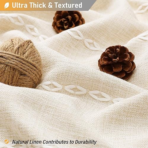 Miniatura 3 de BTTN Cortina de ducha estilo bohemiocampestre, juego de cortina de tela rústica con peso y rayas, con borlas, repelente al agua, cortina de ducha de