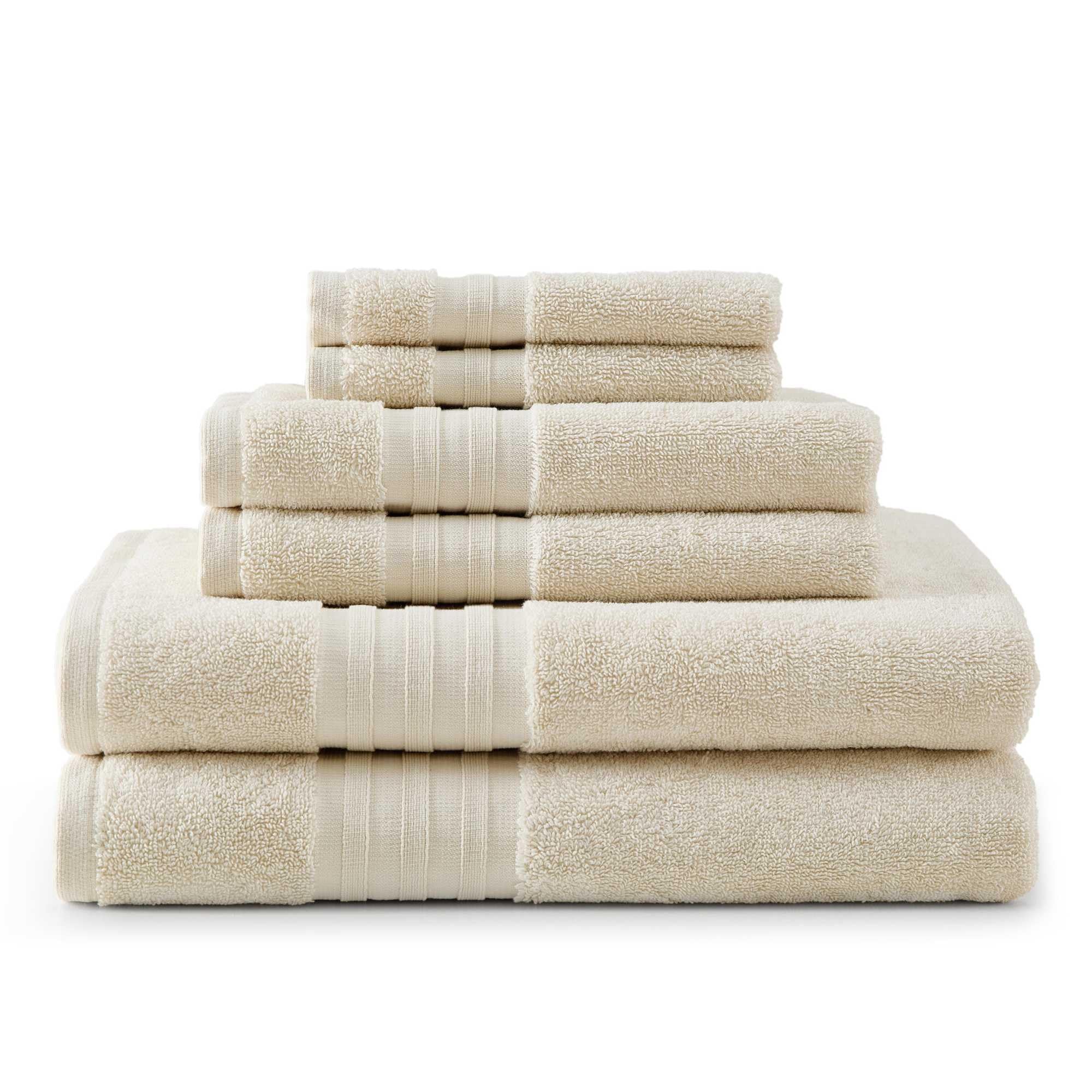 Martha Stewart - Bath Towels, Soft & Absorbent 100% Cotton Towels, Plush 700 GSM, 6-Piece Bathroom Towel Set with Textured Dobby Weave (Skyland Manor