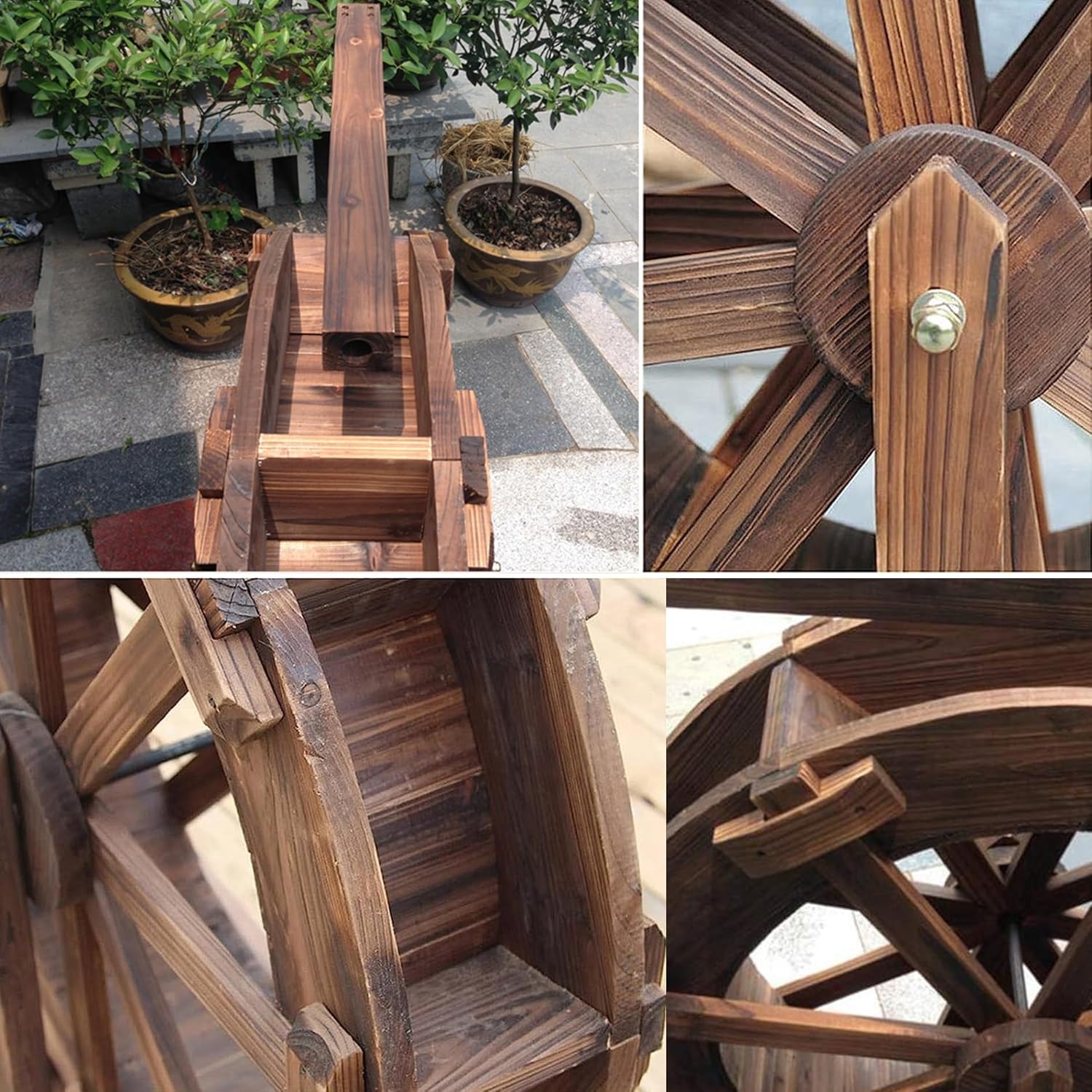 Water Fountain for Garden,Waterwheel Fountain Wood Water Wheel Waterfall Fountain Leisurely Water Feature Family Patio Fountain Decoration Vintage Outdoor Indoor Balcony Ornamental (Size : 90cm)