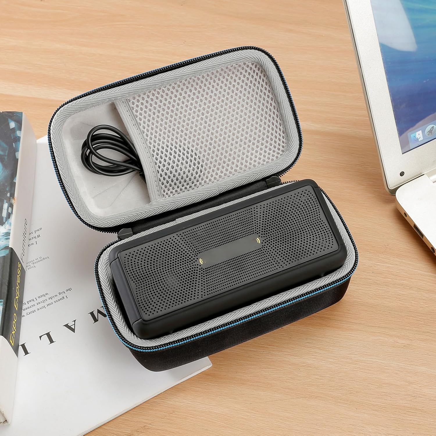 Square Speaker Bag Shockproof Carrying Storage Box for BOGASING M5 Speaker with Inner Pocket Protective Holder
