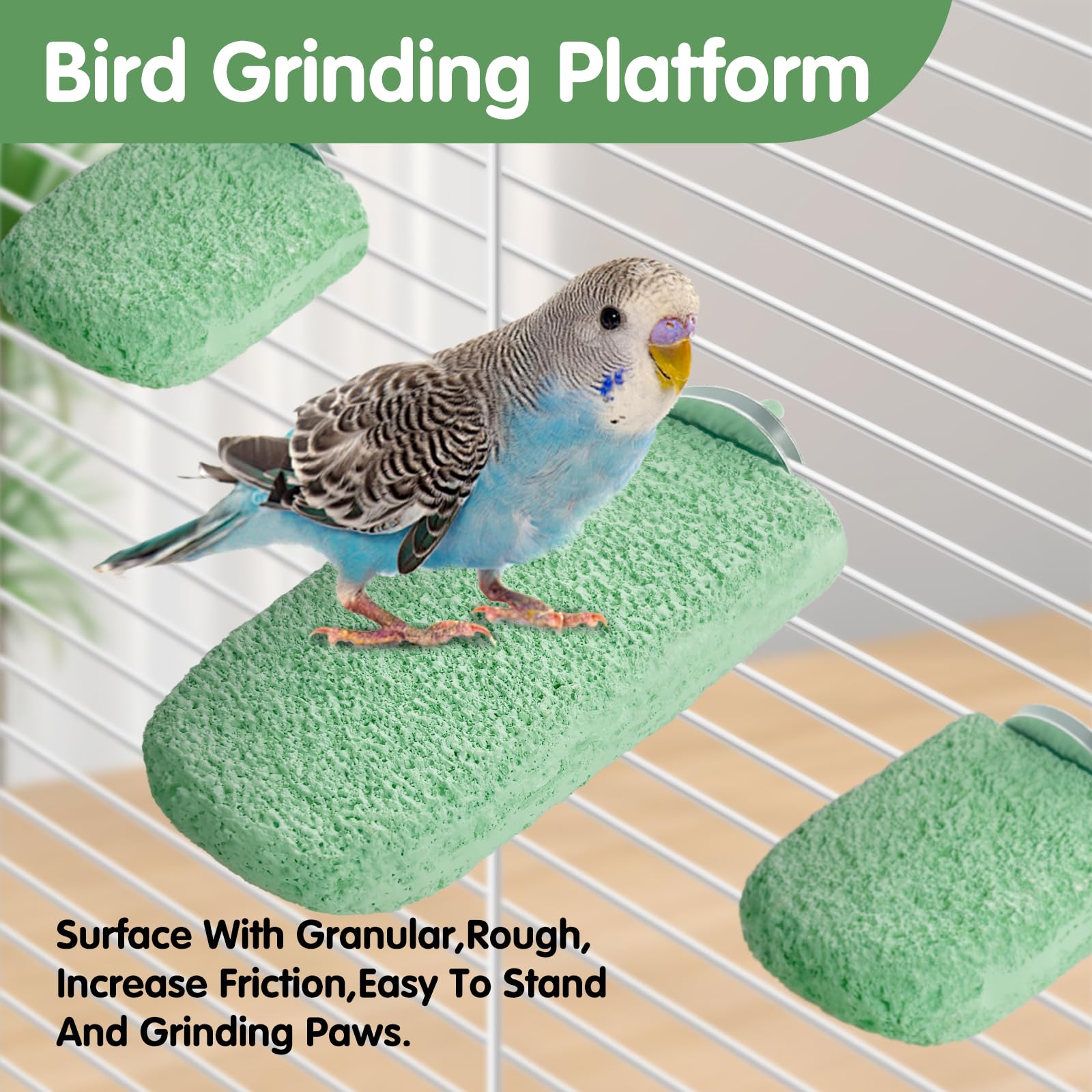 3Pcs Beak Grinder for Birds: Parakeet Beak Grinding Stone&Nail Trimming Perch-Flat Perches for Bird Cages,Budgie Cage Accessories - image 3