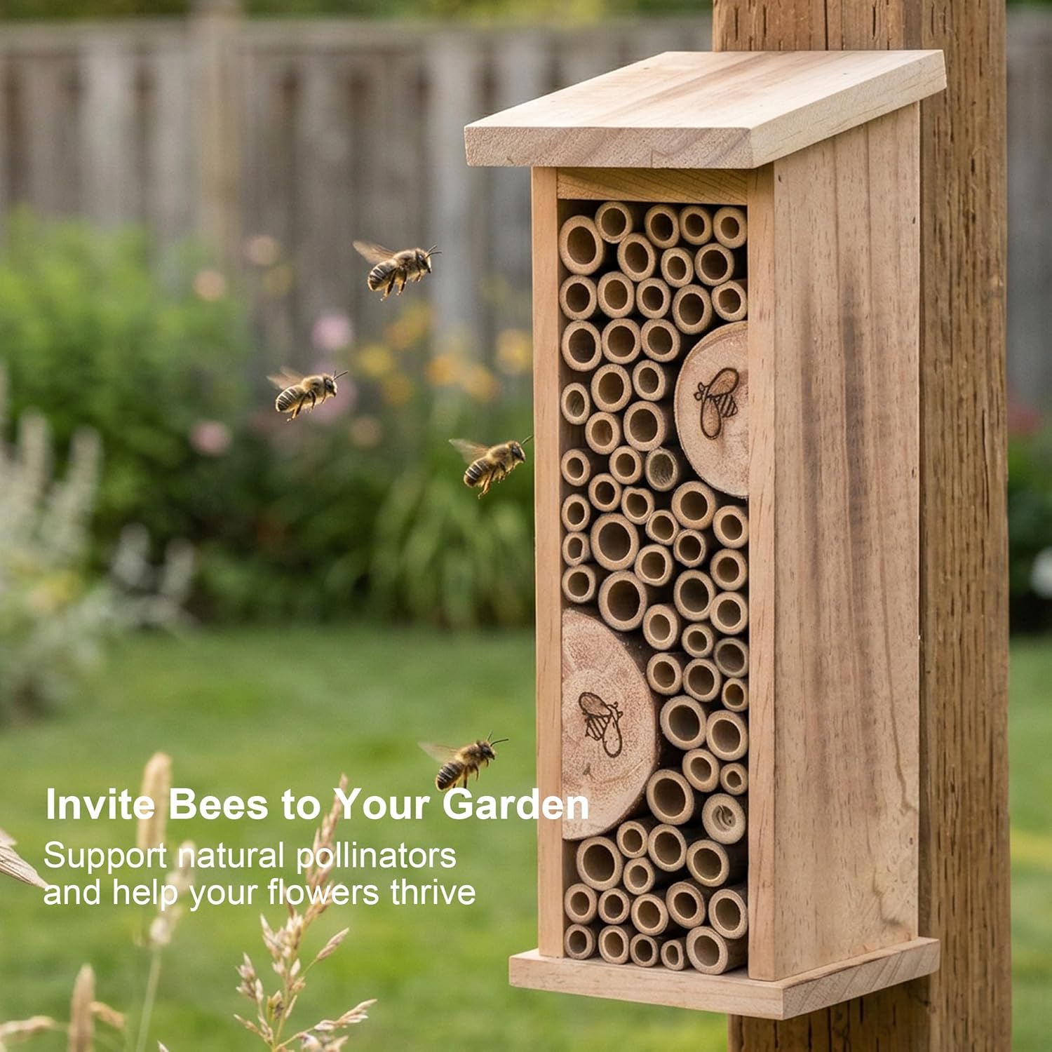 Bird House Bee Hive Wooden Insects House Hanging Bamboo Insect Hotels for Outdoor Garden Decorative