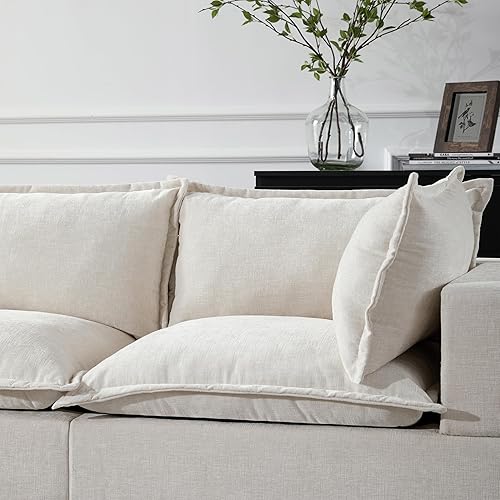 Miniatura 9 de Merax Modern U-Shaped Modular Couch Set with Storage Ottoman, Chenille 7-Seat Sectional Sofa Sleeper Bed with Wide Seat for Living Room, Free