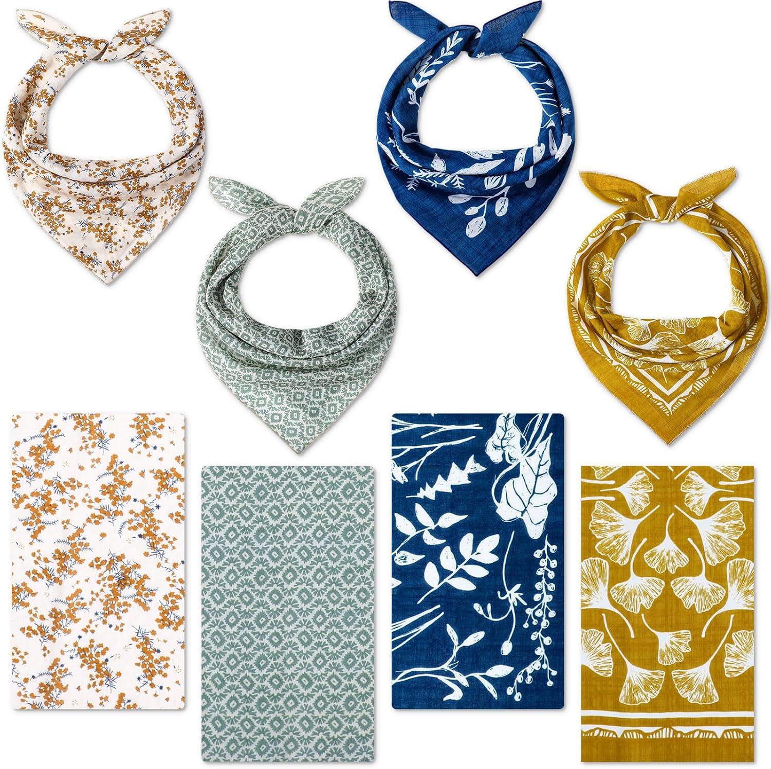 Shyyween 21" x 21" Cotton Bandana for Women Cute Square Head Scarf Headband Handkerchief for Summer Hair Wrap Boho Retro