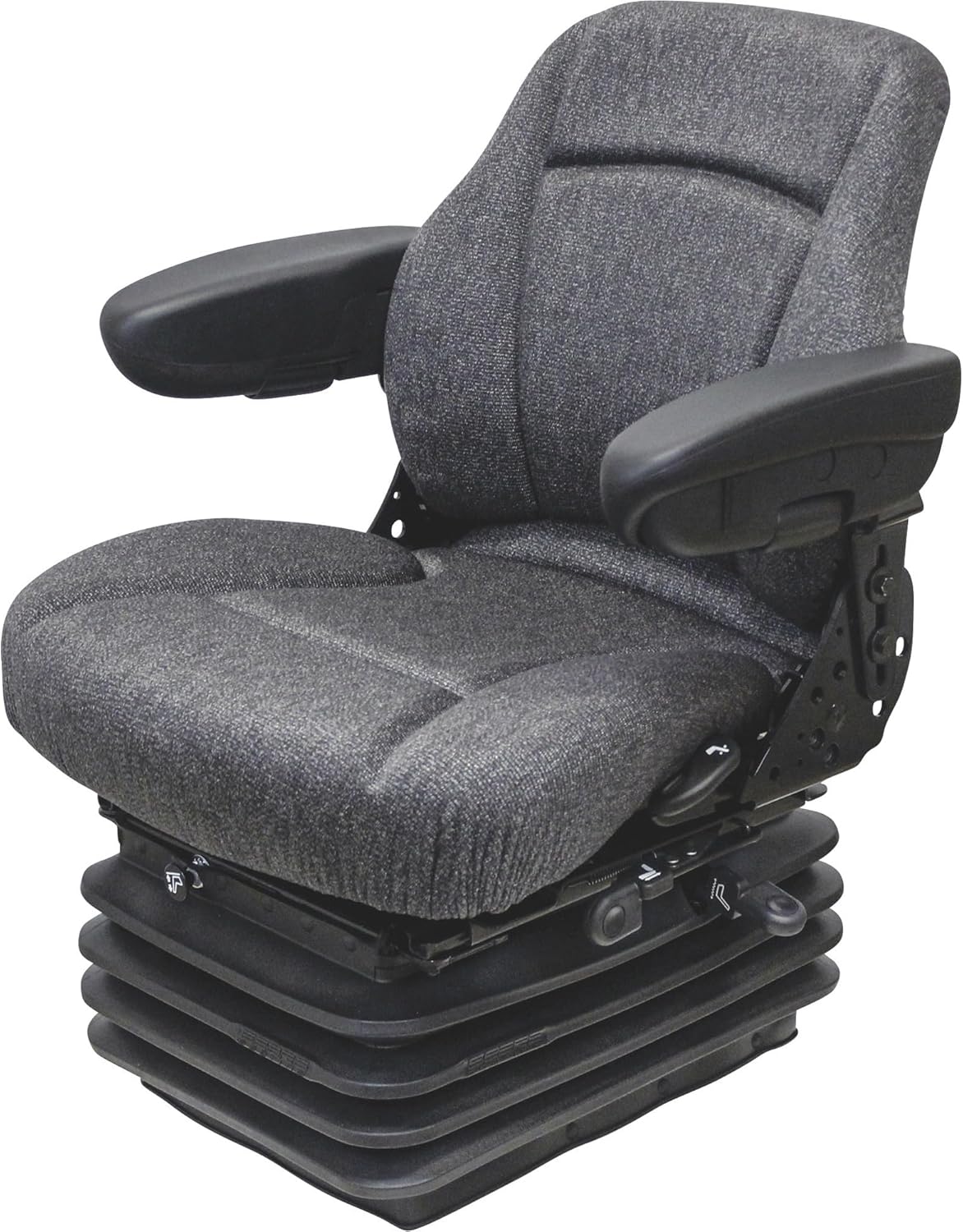 K&M Uni Pro KM 1003 Deluxe Seat and Suspension with 12 Volt Compressor - Fabric, Gray, Model Number 7915