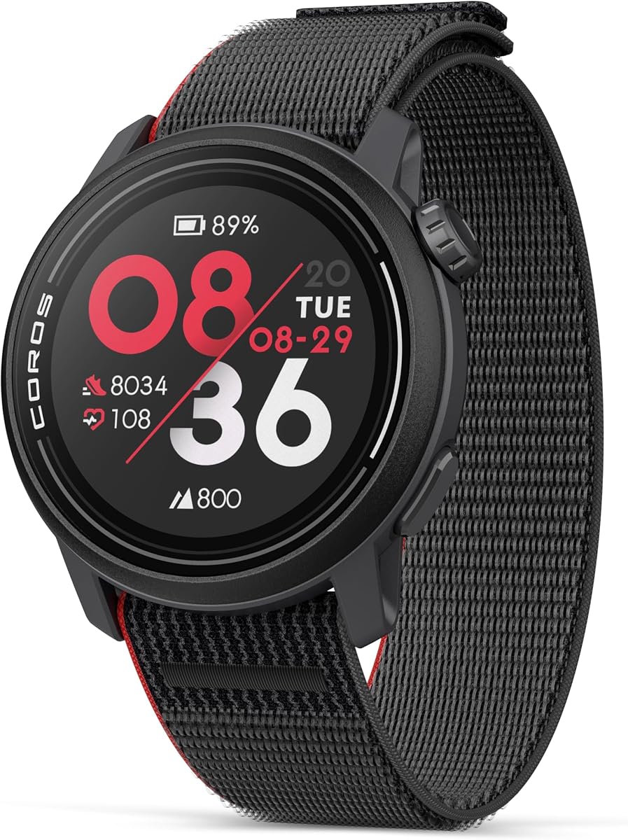 Reloj deportivo COROS PACE 3 GPS, reloj ligero para correr - Nylon negro | Duración de la batería de 17 días, GPS preciso, monitor de frecuencia cardíaca, navegación, seguimiento del sueño, plan de entrenamiento, correr, andar en bicicleta y esquiar