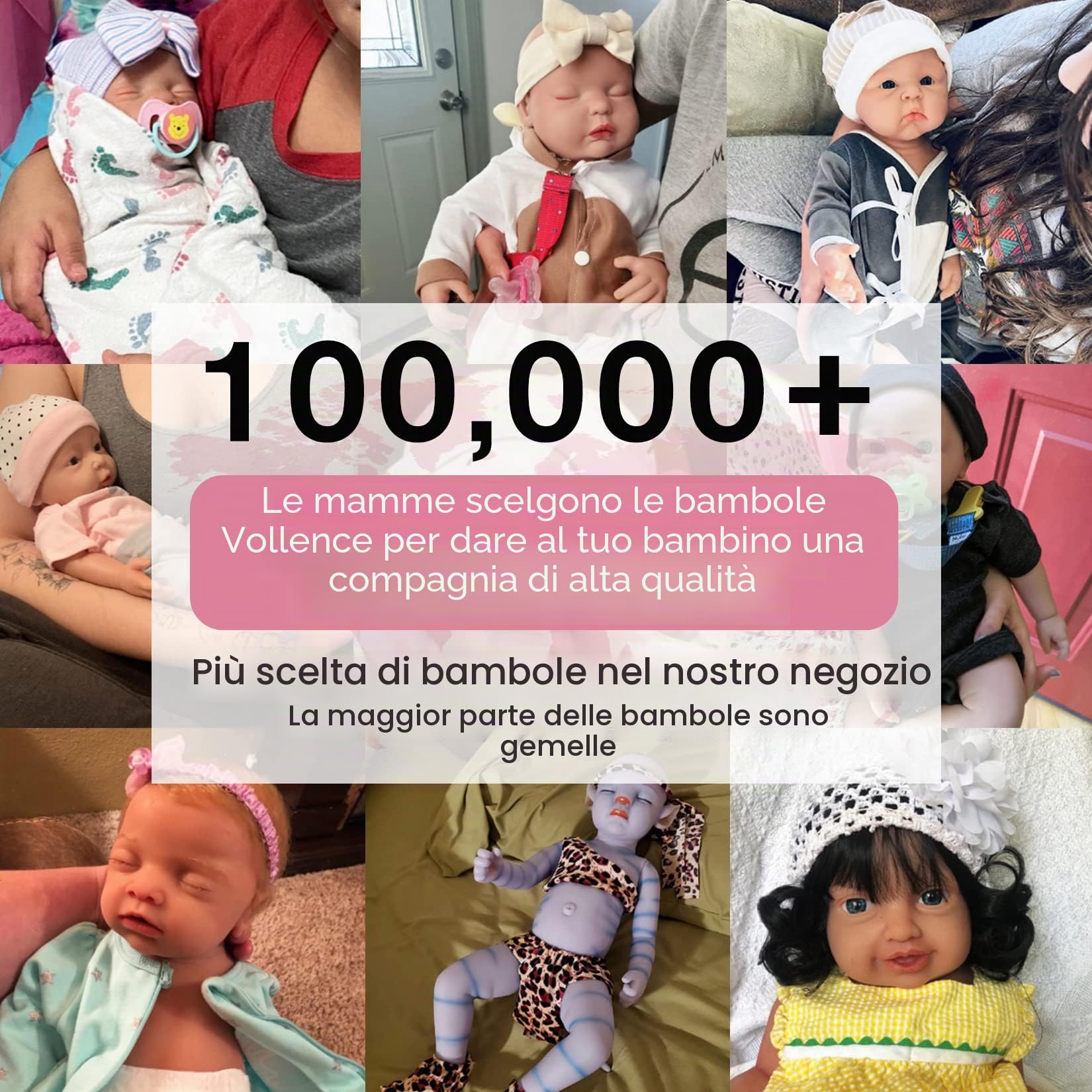 Vollence Bambola Neonato Realistica con Occhi Chiusi da 46 cm in Silicone, Corpo Interamente in Silicone, Pesa, Bambola Neonata Morbida e Realistica Ragazza, Natale o Compleanno