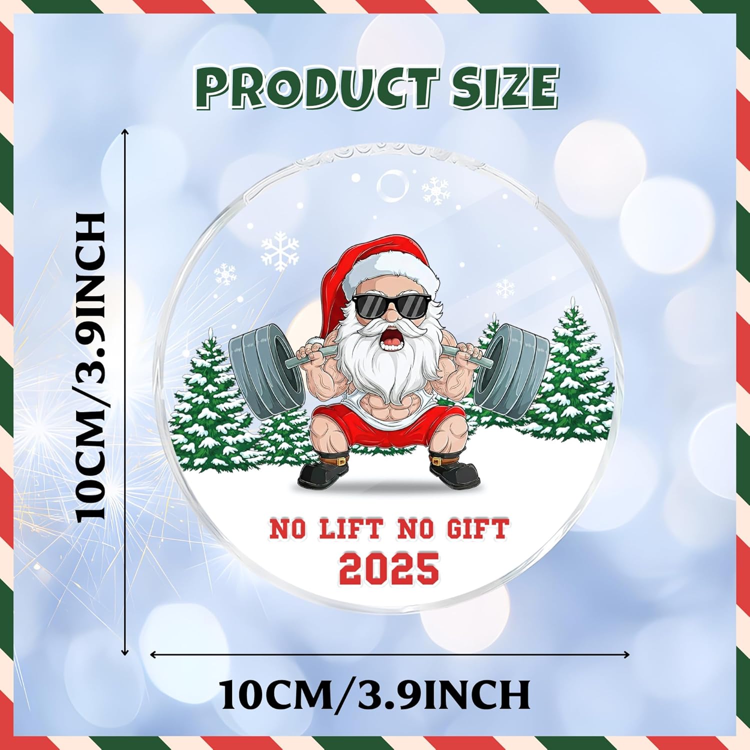 Funny Santa Gym Ornament 2025 – Merry Liftmas Ornament, Handmade Acrylic Workout Ornaments for Christmas Tree, for Gym Lovers, Bodybuilding Christmas Decoration, Fitness Gifts for Women, Men - Image 3
