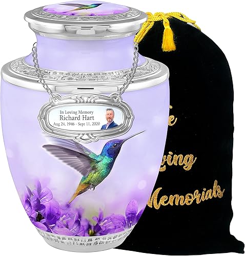 Urnas de cremación personalizadas de flores de colibrí para cenizas adultas, machos y hembras, Urnas funerarias de 200 libras para cenizas humanas,