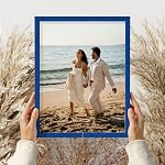 Vittanly 11x14 Picture Frame, Engineered Wood with Shatter Resistant Plexiglass, Display Pictures 8x10 with Mat or 11x14 without Mat, Photo Frame for Wall Mounting, Blue, 1 Pack