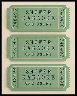 Shower Karaoke Ticket Print Bathroom Retro Cream Aesthetic Shower Singing Funny Wall Art Vintage Trendy Home Decor Art Print Bathroom Sign Unframed Print (8 x 10 in Print)
